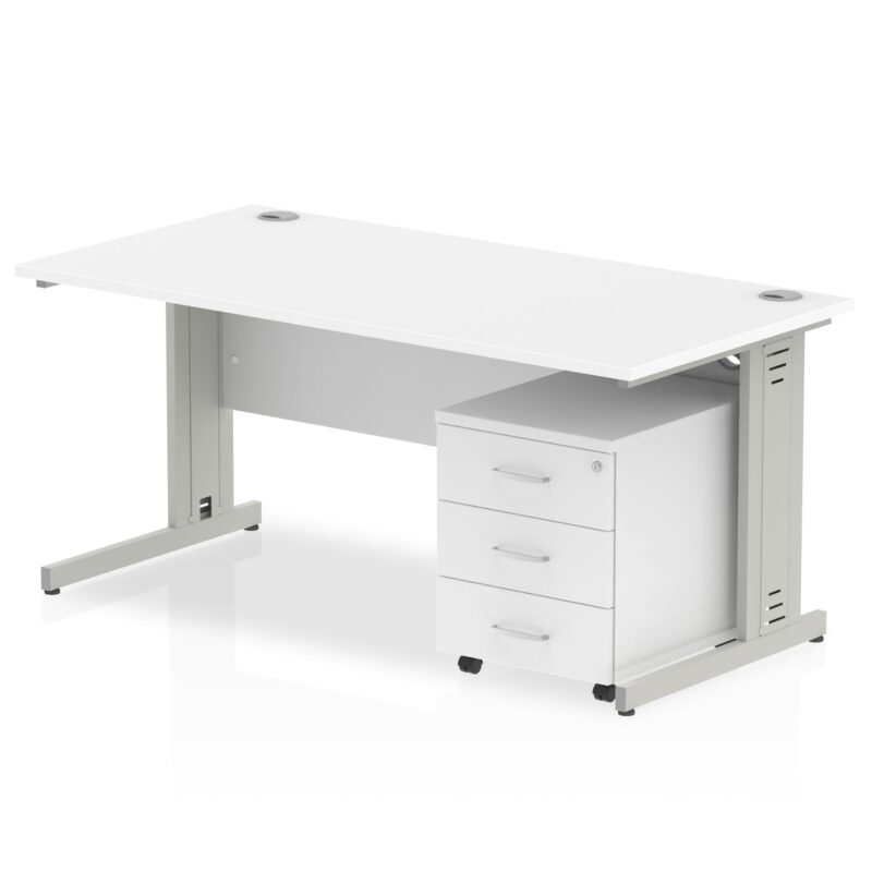 Impulse 1600mm Cable Managed Straight Desk With Mobile Pedestal - Image 3