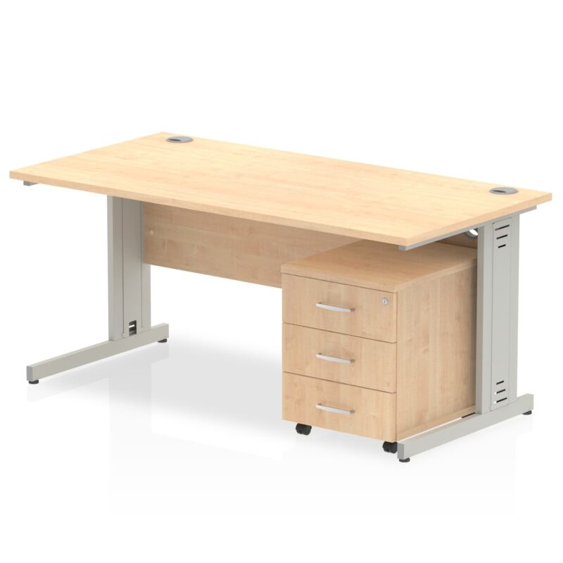 Impulse 1200mm Cable Managed Straight Desk With Mobile Pedestal - Image 9