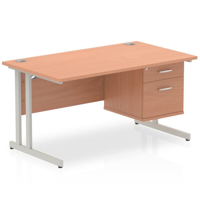 OE - Impulse 1400mm Cantilever Straight Desk With Single Fixed Pedestal - Image 6