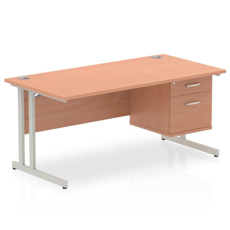 OE - Impulse 1600mm Cantilever Straight Desk With Single Fixed Pedestal - Image 6