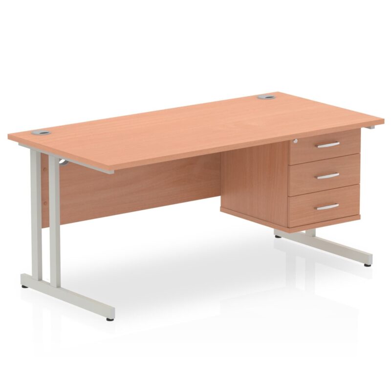 OE - Impulse 1600mm Cantilever Straight Desk With Single Fixed Pedestal - Image 7