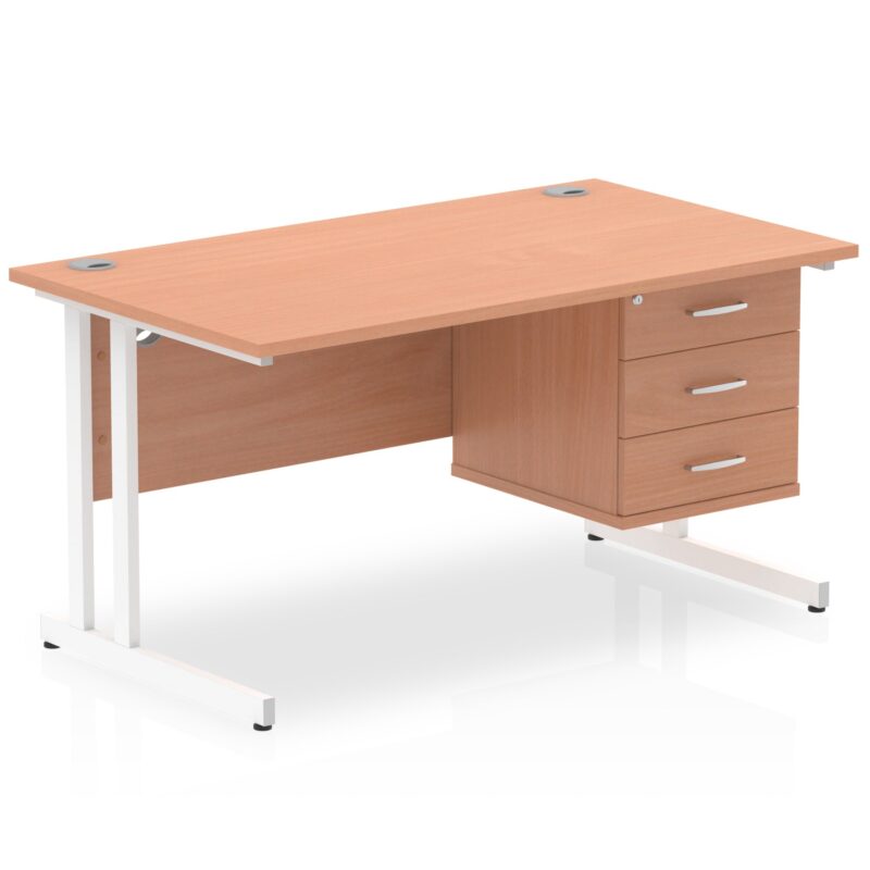OE - Impulse 1400mm Cantilever Straight Desk With Single Fixed Pedestal - Image 8