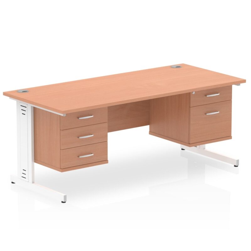 Impulse 1800mm Cable Managed Straight Desk With Two Fixed Pedestal - Image 2