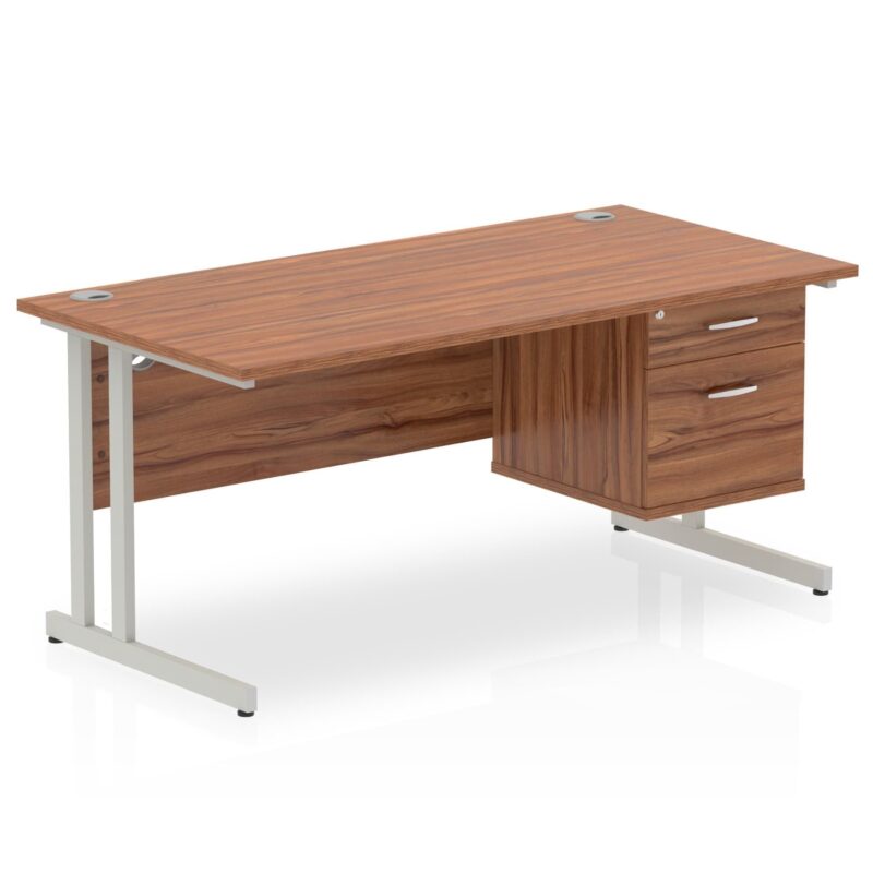 OE - Impulse 1600mm Cantilever Straight Desk With Single Fixed Pedestal - Image 9