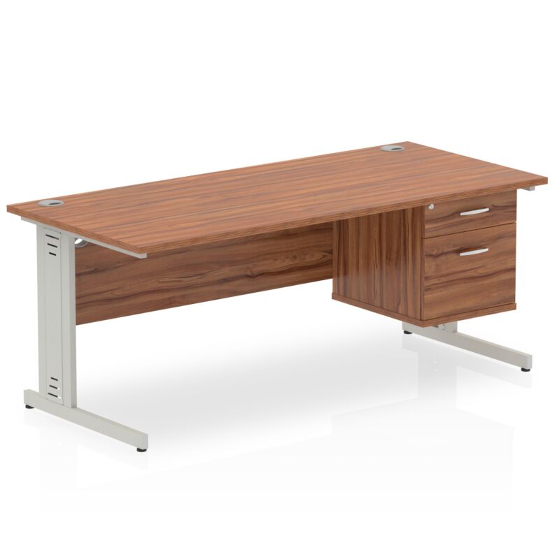 Impulse 1600mm Cable Managed Straight Desk With Single Fixed Pedestal - Image 17