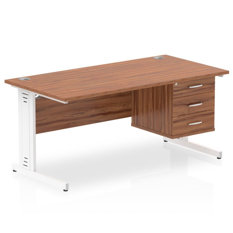 Impulse 1600mm Cable Managed Straight Desk With Single Fixed Pedestal - Image 20