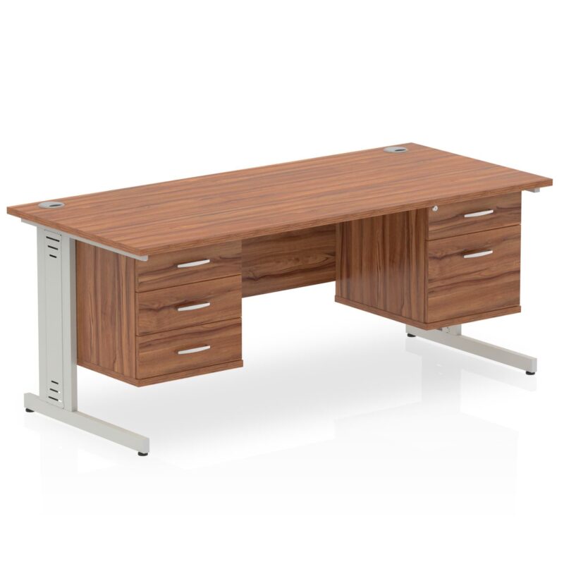 Impulse 1600mm Cable Managed Straight Desk With Two Fixed Pedestal - Image 25