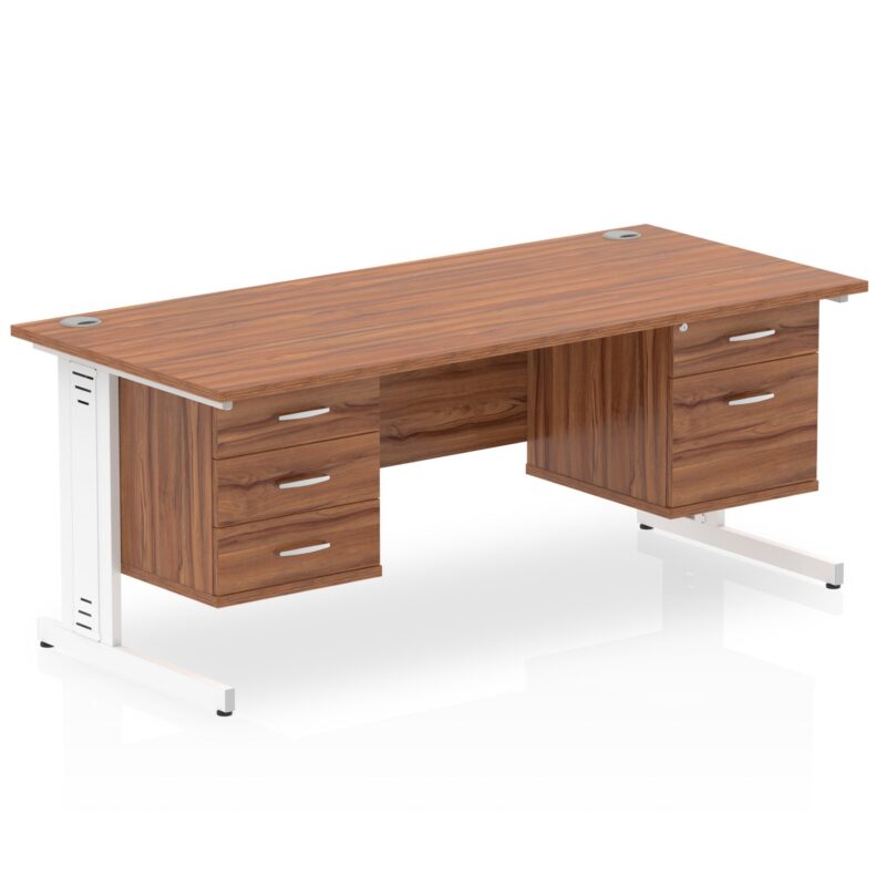 Impulse 1800mm Cable Managed Straight Desk With Two Fixed Pedestal - Image 26