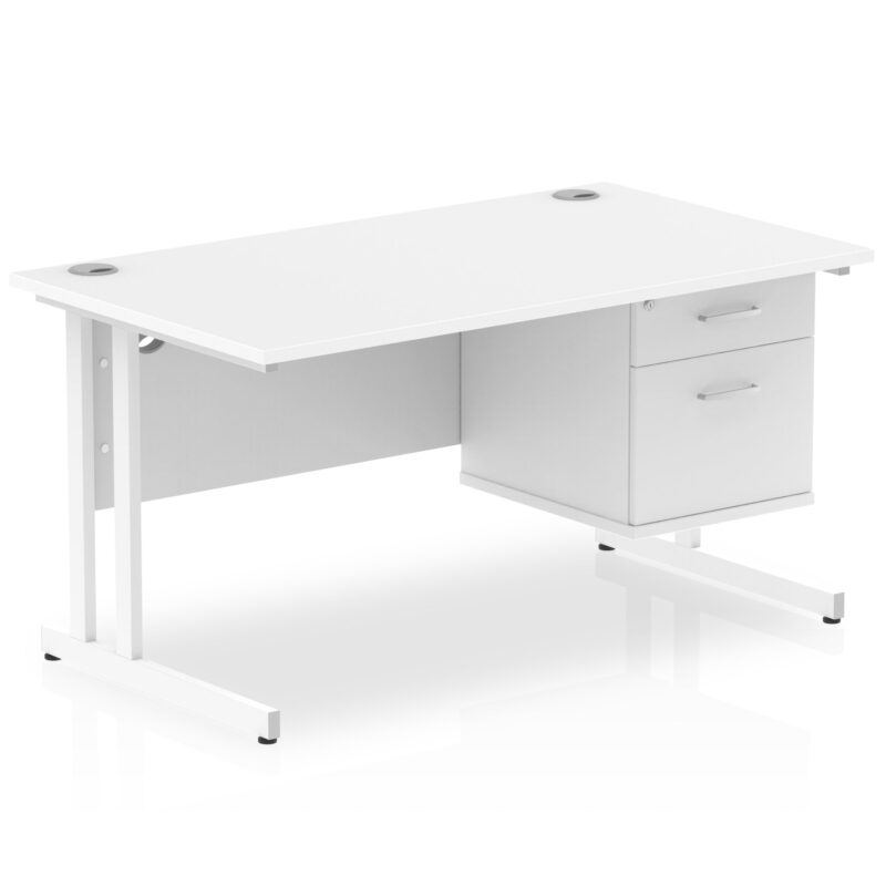 OE - Impulse 1400mm Cantilever Straight Desk With Single Fixed Pedestal - Image 14