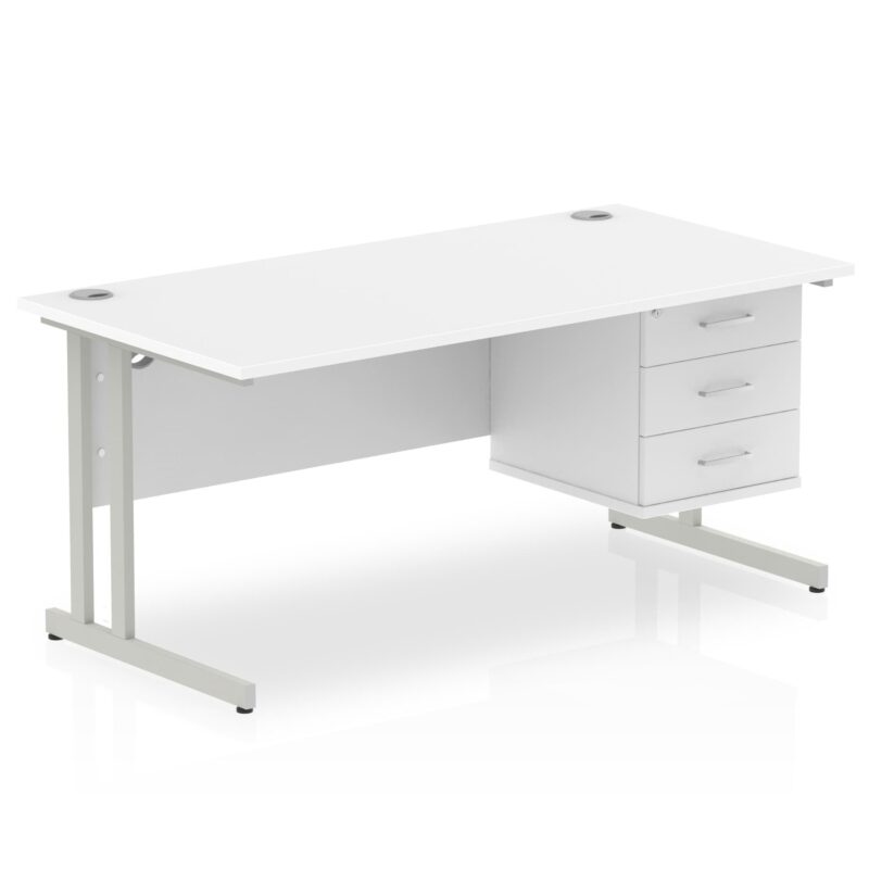 OE - Impulse 1600mm Cantilever Straight Desk With Single Fixed Pedestal - Image 15