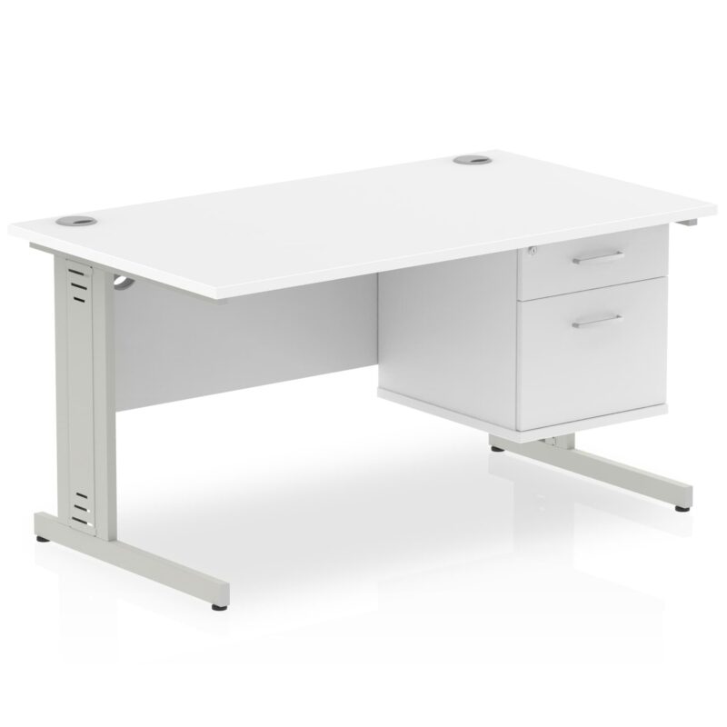 Impulse 1400mm Cable Managed Straight Desk With Single Fixed Pedestal - Image 21