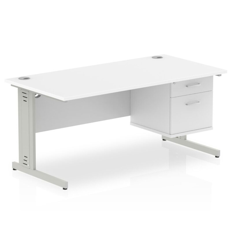 Impulse 1600mm Cable Managed Straight Desk With Single Fixed Pedestal - Image 21