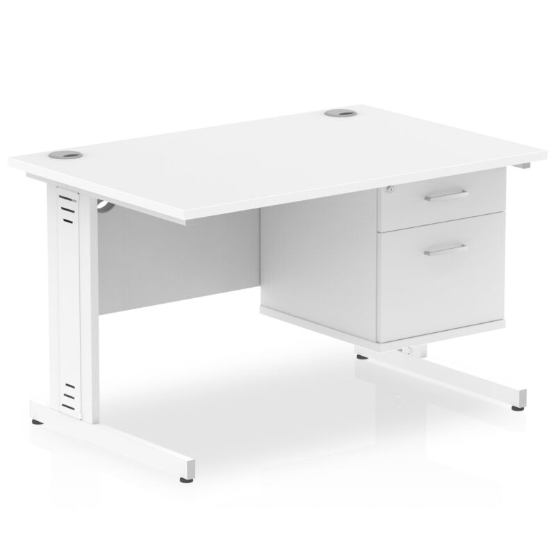 Impulse 1200mm Cable Managed Straight Desk With Single Fixed Pedestal - Image 23
