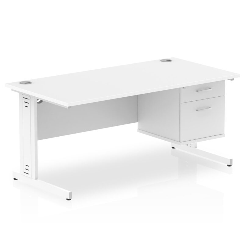 Impulse 1600mm Cable Managed Straight Desk With Single Fixed Pedestal - Image 23