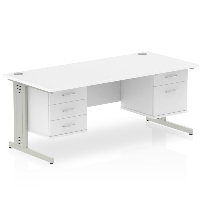 Impulse 1600mm Cable Managed Straight Desk With Two Fixed Pedestal - Image 31