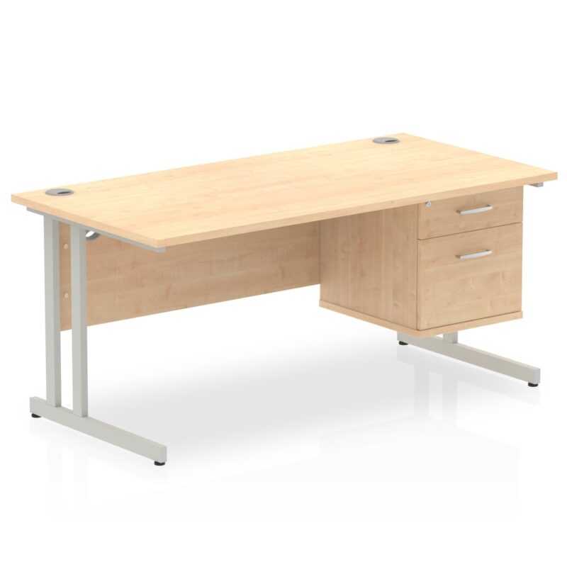 OE - Impulse 1600mm Cantilever Straight Desk With Single Fixed Pedestal - Image 17