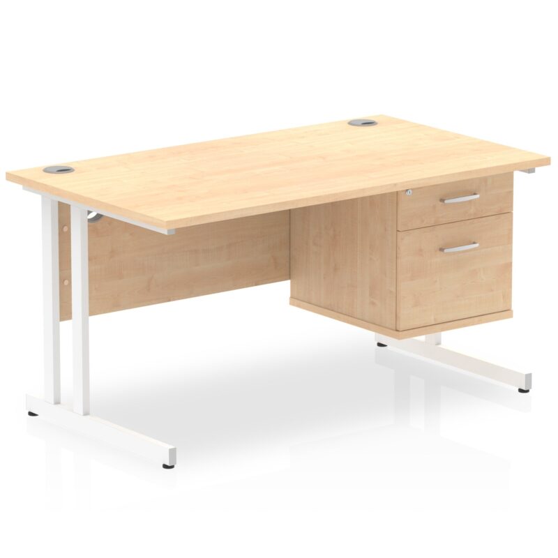 OE - Impulse 1400mm Cantilever Straight Desk With Single Fixed Pedestal - Image 18