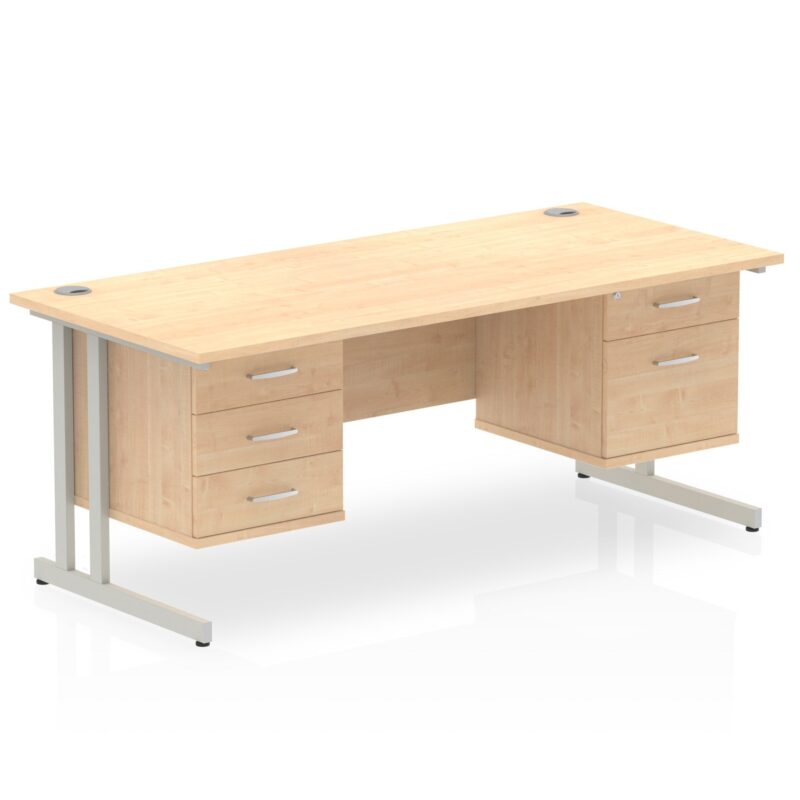 Impulse 1600mm Cantilever Straight Desk With Two Fixed Pedestal - Image 25