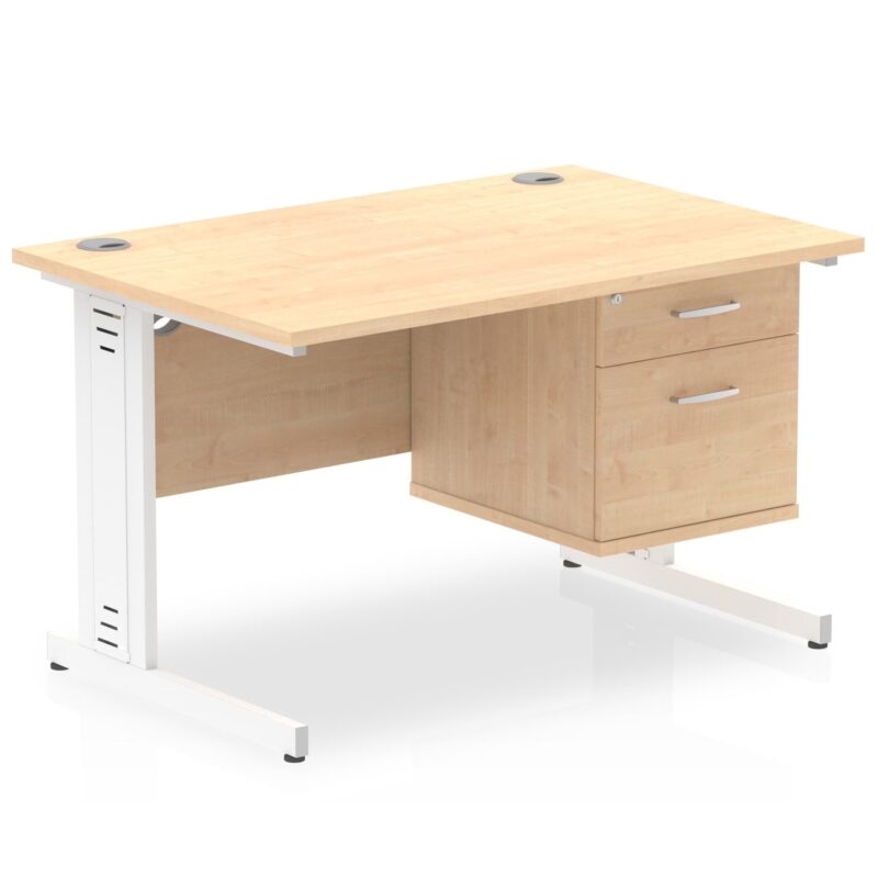 Impulse 1200mm Cable Managed Straight Desk With Single Fixed Pedestal - Image 11