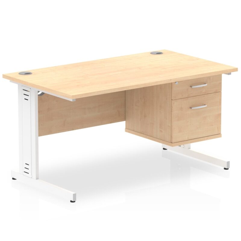 Impulse 1400mm Cable Managed Straight Desk With Single Fixed Pedestal - Image 11