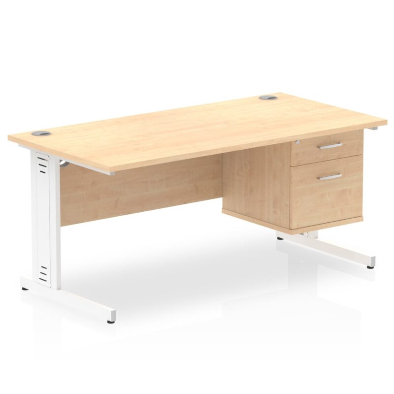 Impulse 1600mm Cable Managed Straight Desk With Single Fixed Pedestal - Image 11