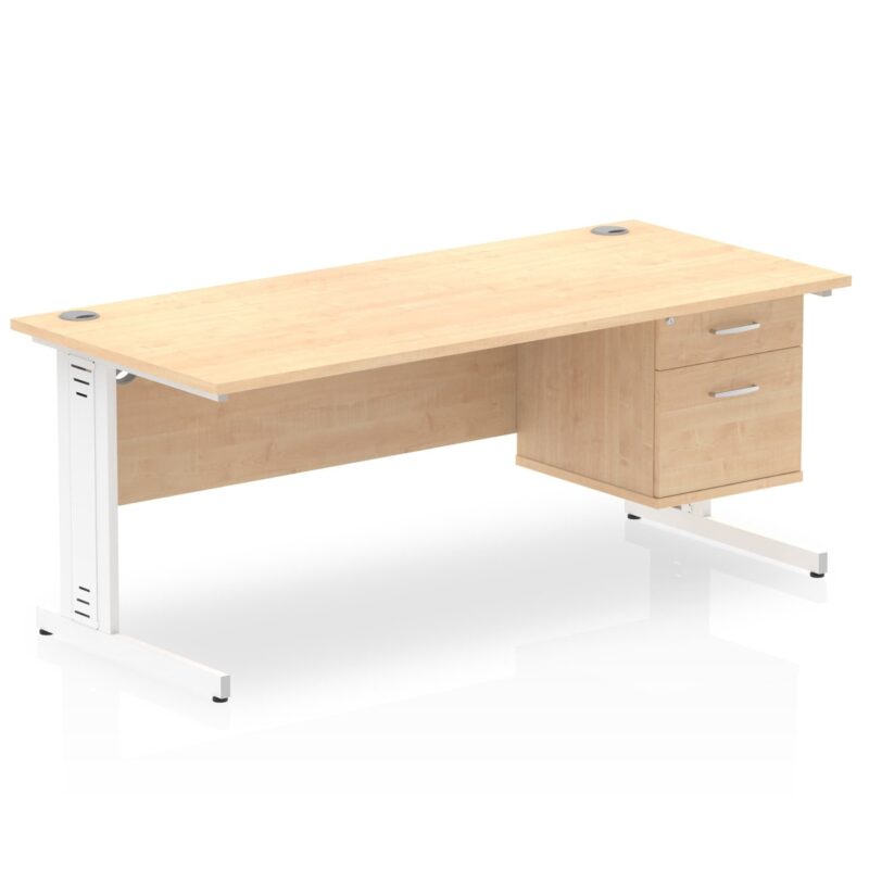 Impulse 1800mm Cable Managed Straight Desk With Single Fixed Pedestal - Image 10