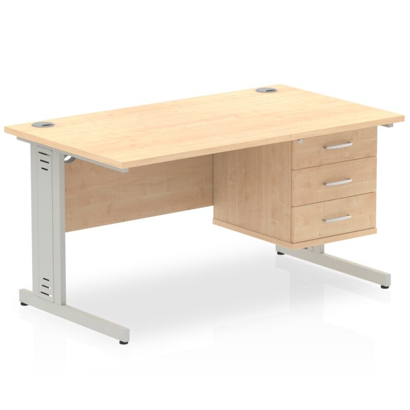 Impulse 1400mm Cable Managed Straight Desk With Single Fixed Pedestal - Image 10