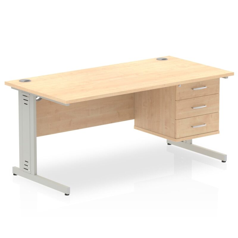 Impulse 1600mm Cable Managed Straight Desk With Single Fixed Pedestal - Image 10