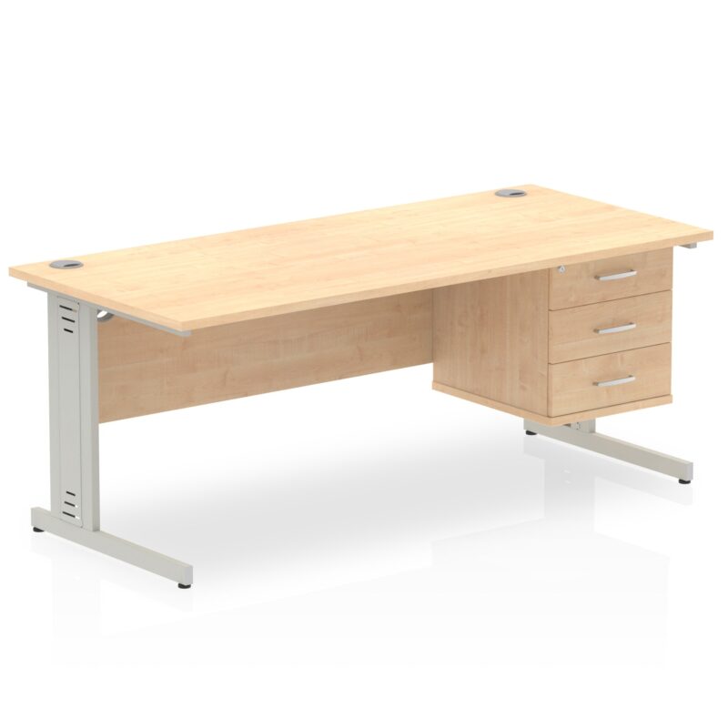 Impulse 1800mm Cable Managed Straight Desk With Single Fixed Pedestal - Image 11