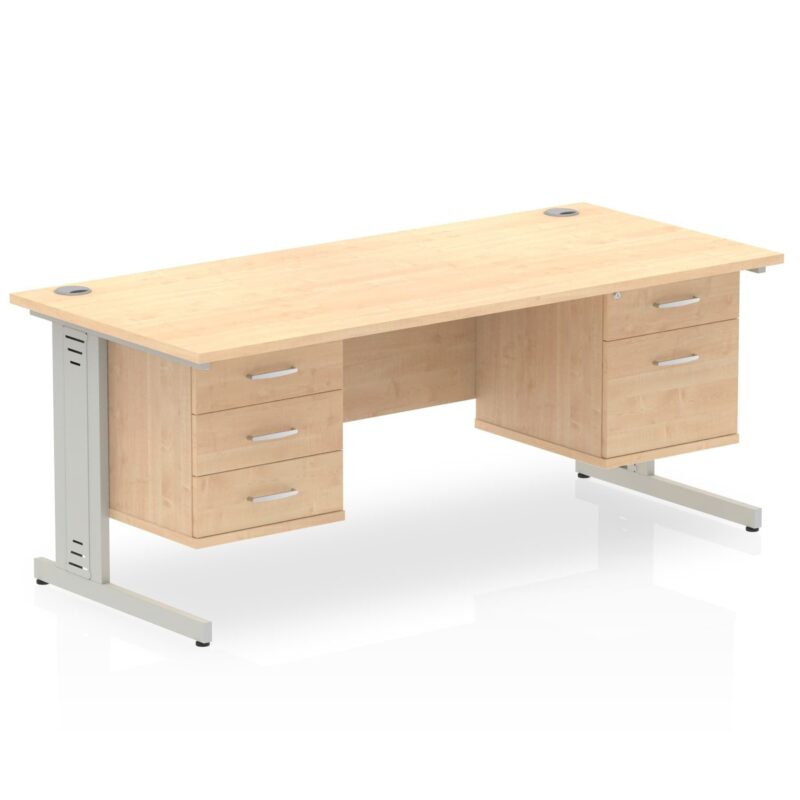 Impulse 1800mm Cable Managed Straight Desk With Two Fixed Pedestal - Image 13