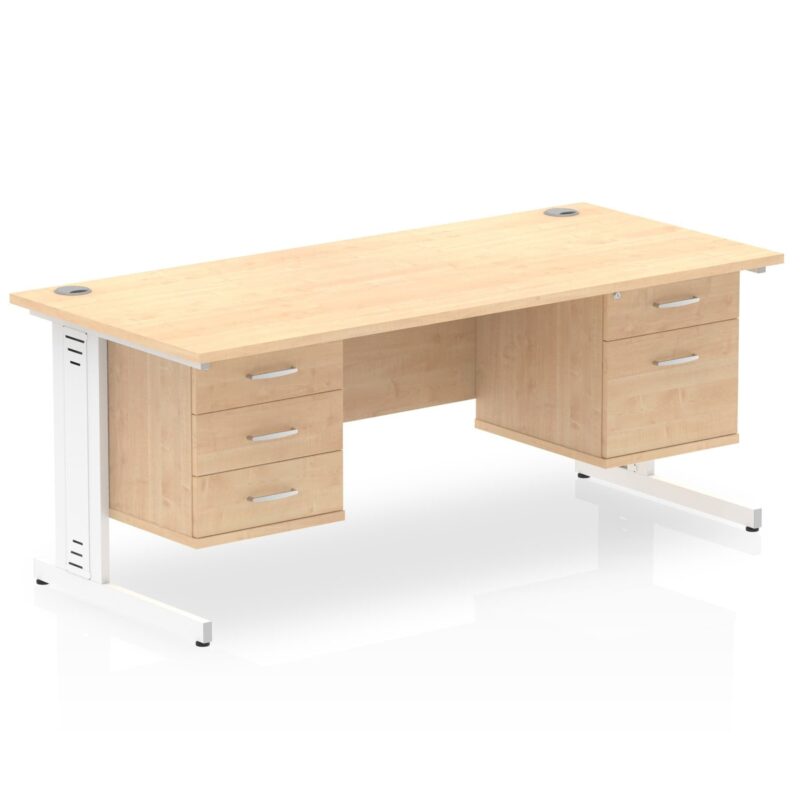 Impulse 1600mm Cable Managed Straight Desk With Two Fixed Pedestal - Image 16