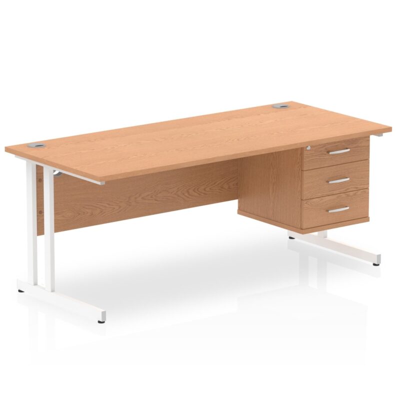 Impulse 1800mm Cantilever Straight Desk With Single Fixed Pedestal - Image 8