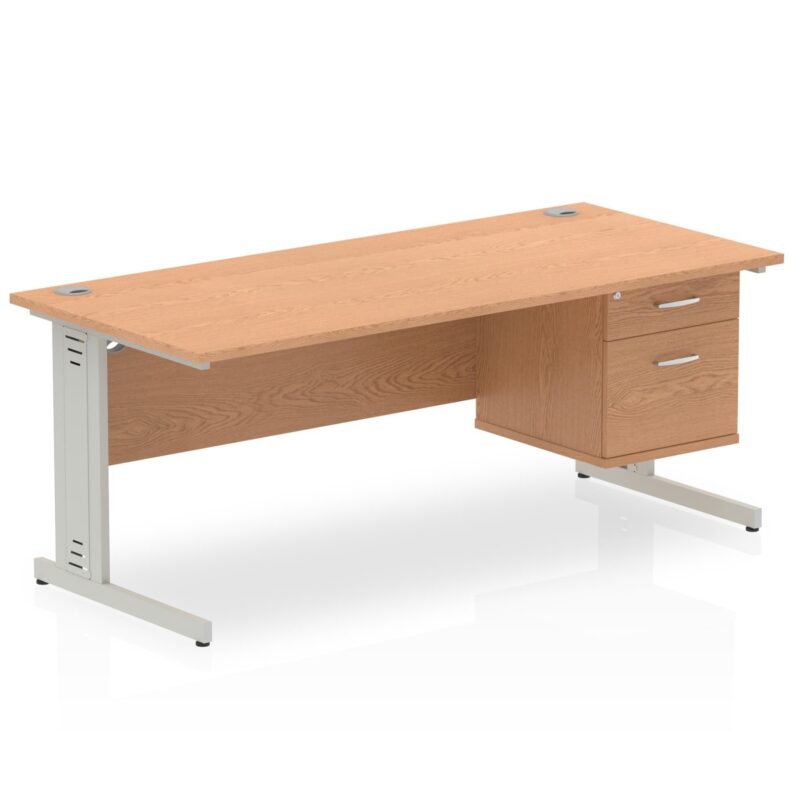 Impulse 1800mm Cable Managed Straight Desk With Single Fixed Pedestal - Image 13