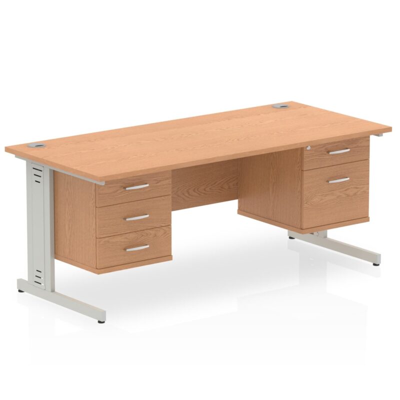 Impulse 1600mm Cable Managed Straight Desk With Two Fixed Pedestal - Image 19