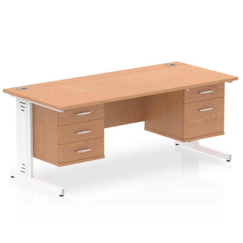 Impulse 1600mm Cable Managed Straight Desk With Two Fixed Pedestal - Image 22