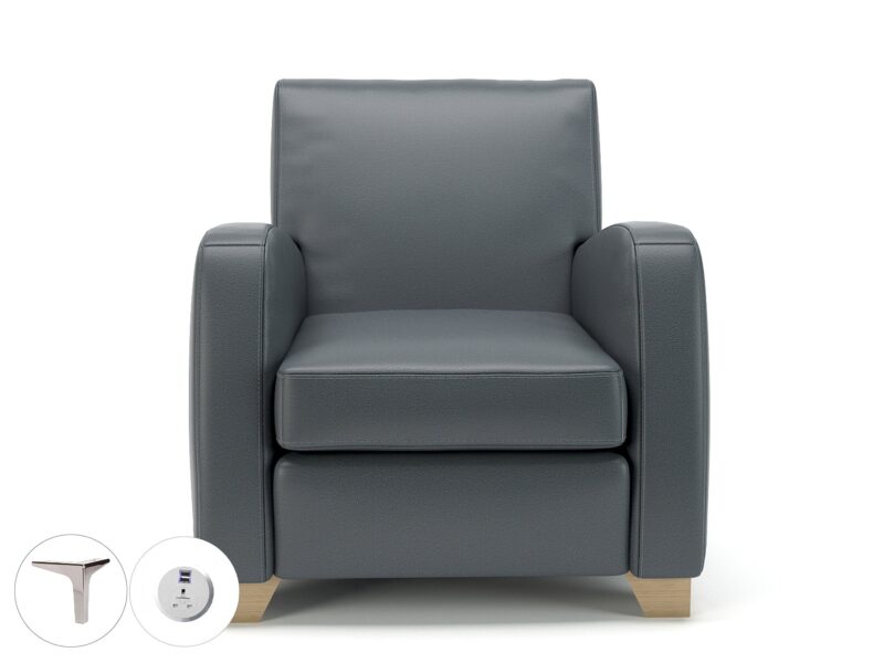 Wynne 81cm Wide Armchair in Cristina Marrone Ultima Faux Leather - Image 5