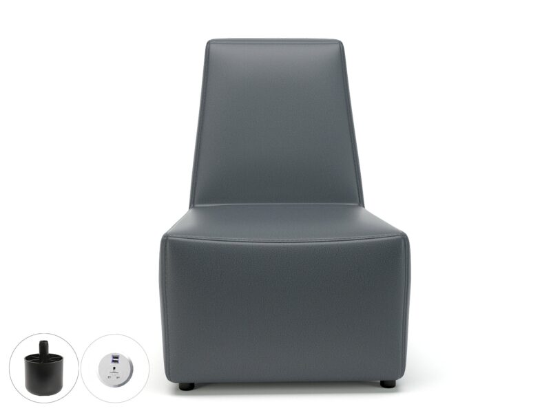 Pella 65cm Wide Chair in Cristina Marrone Ultima Faux Leather with Socket - Image 2