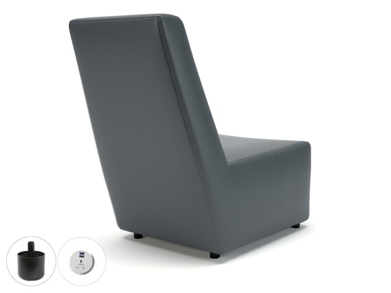 Pella 65cm Wide Chair in Cristina Marrone Ultima Faux Leather with Socket - Image 3