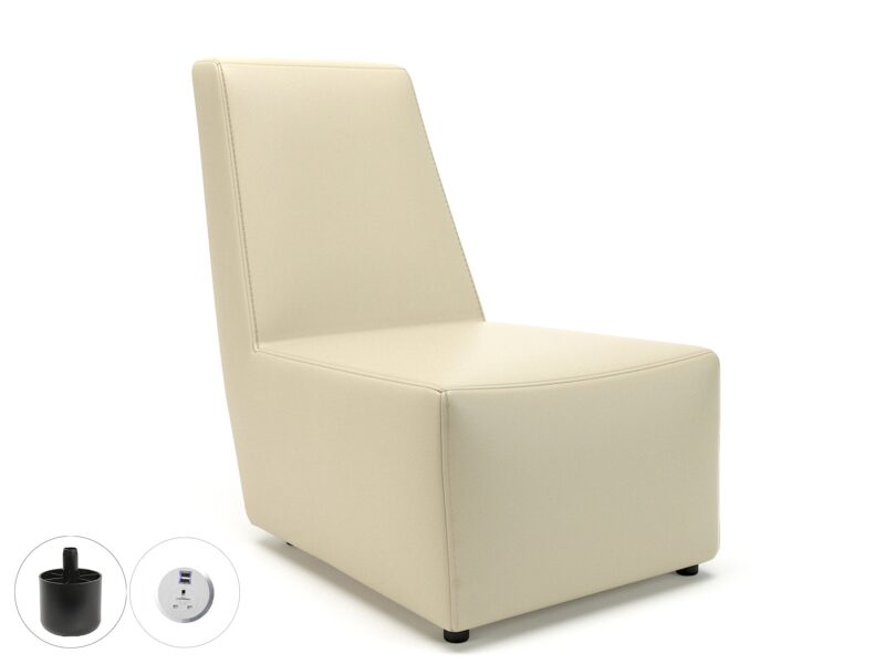 Pella 65cm Wide Chair in Cristina Marrone Ultima Faux Leather with Socket - Image 4
