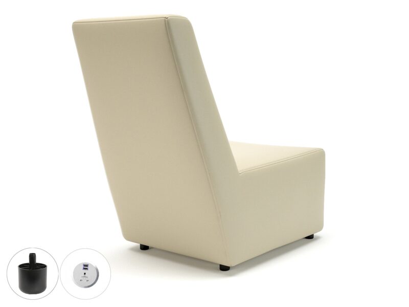 Pella 65cm Wide Chair in Cristina Marrone Ultima Faux Leather with Socket - Image 6