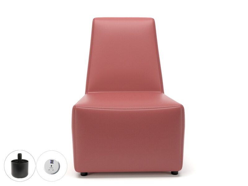 Pella 65cm Wide Chair in Cristina Marrone Ultima Faux Leather with Socket - Image 8