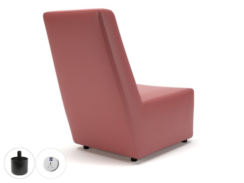 Pella 65cm Wide Chair in Cristina Marrone Ultima Faux Leather with Socket - Image 9