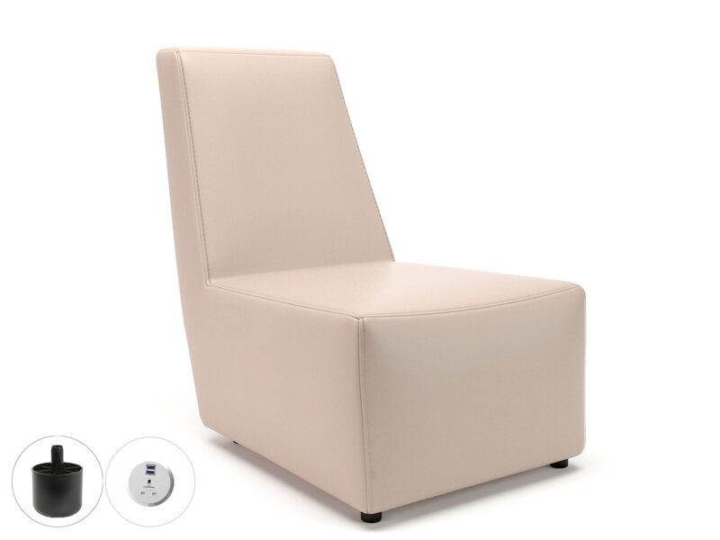 Pella 65cm Wide Chair in Cristina Marrone Ultima Faux Leather with Socket - Image 13
