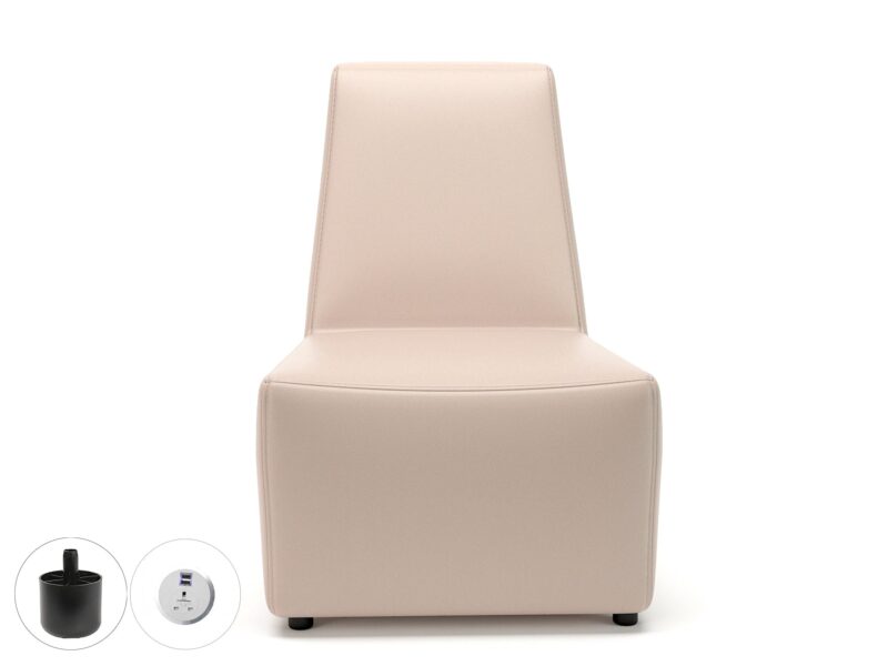 Pella 65cm Wide Chair in Cristina Marrone Ultima Faux Leather with Socket - Image 14