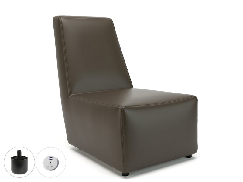 Pella 65cm Wide Chair in Cristina Marrone Ultima Faux Leather with Socket - Image 16