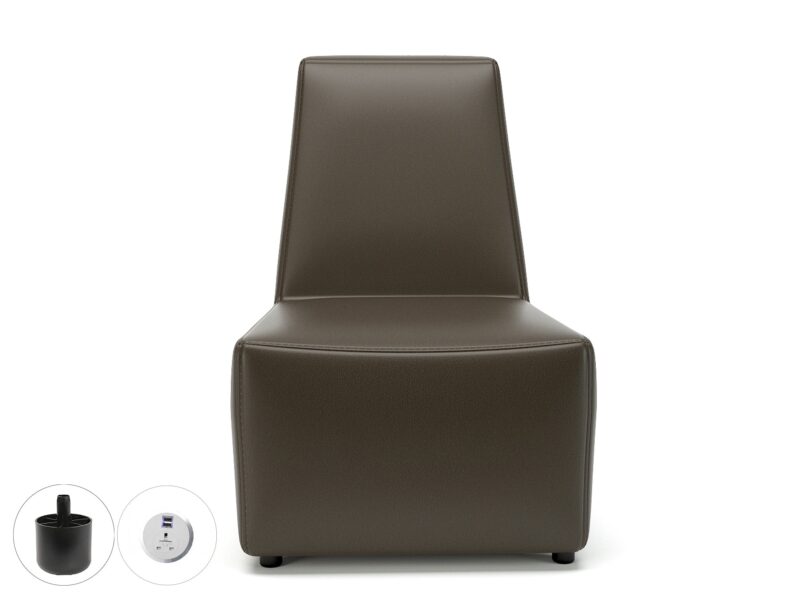 Pella 65cm Wide Chair in Cristina Marrone Ultima Faux Leather with Socket - Image 17
