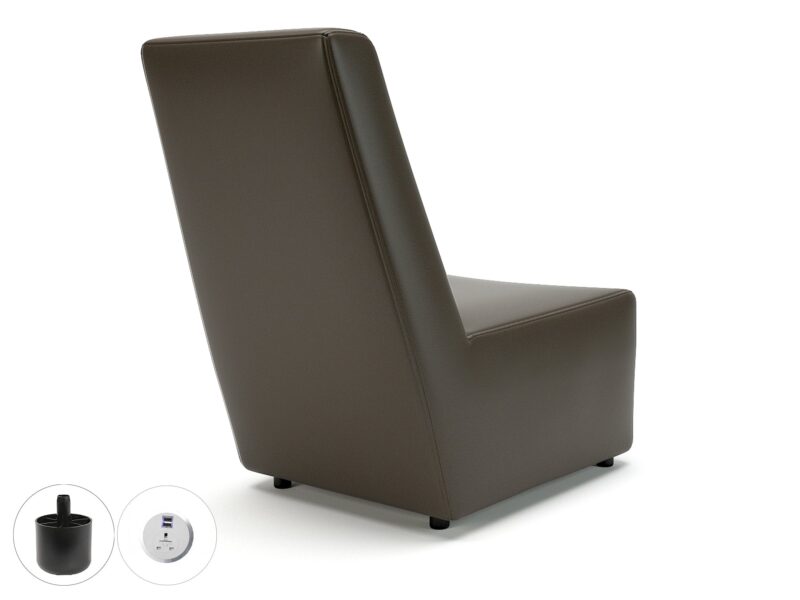Pella 65cm Wide Chair in Cristina Marrone Ultima Faux Leather with Socket - Image 18