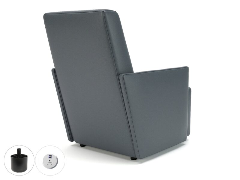 Pella 69cm Wide Armchair in Cristina Marrone Ultima Faux Leather with Socket - Image 3