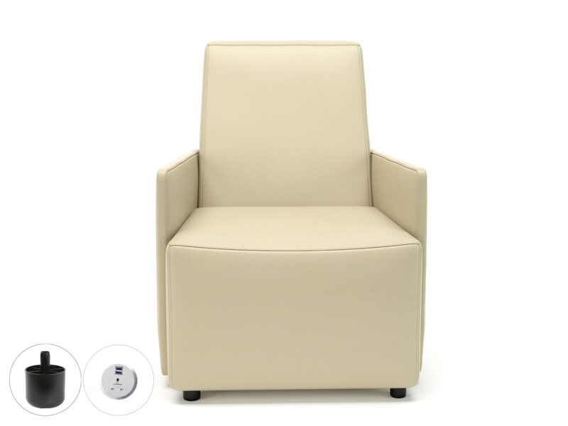 Pella 69cm Wide Armchair in Cristina Marrone Ultima Faux Leather with Socket - Image 5