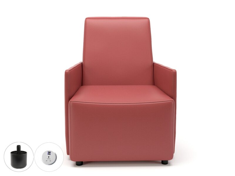 Pella 69cm Wide Armchair in Cristina Marrone Ultima Faux Leather with Socket - Image 8